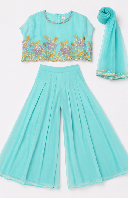 Cape Style Palazzo Set with Dupatta for Girls