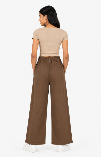 Brown Wide-Leg Kids Trousers