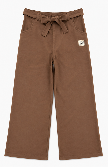 Brown Wide-Leg Kids Trousers