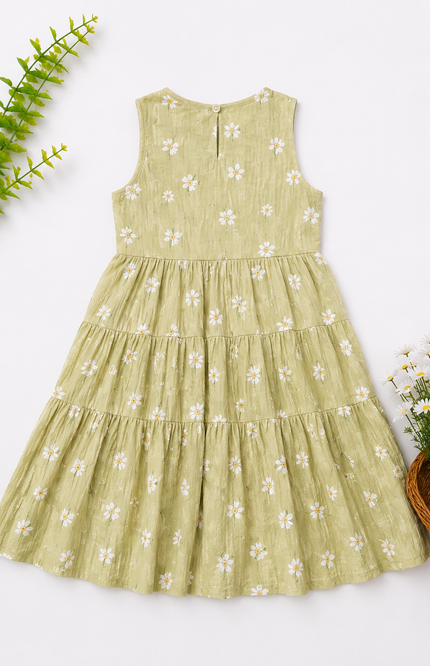 Green Tiered Sleeveless Dress