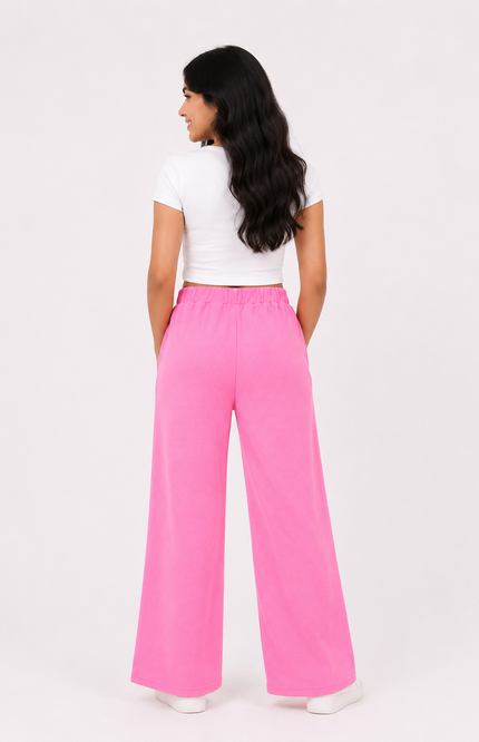 Textured Wide-Leg Drawstring Pants