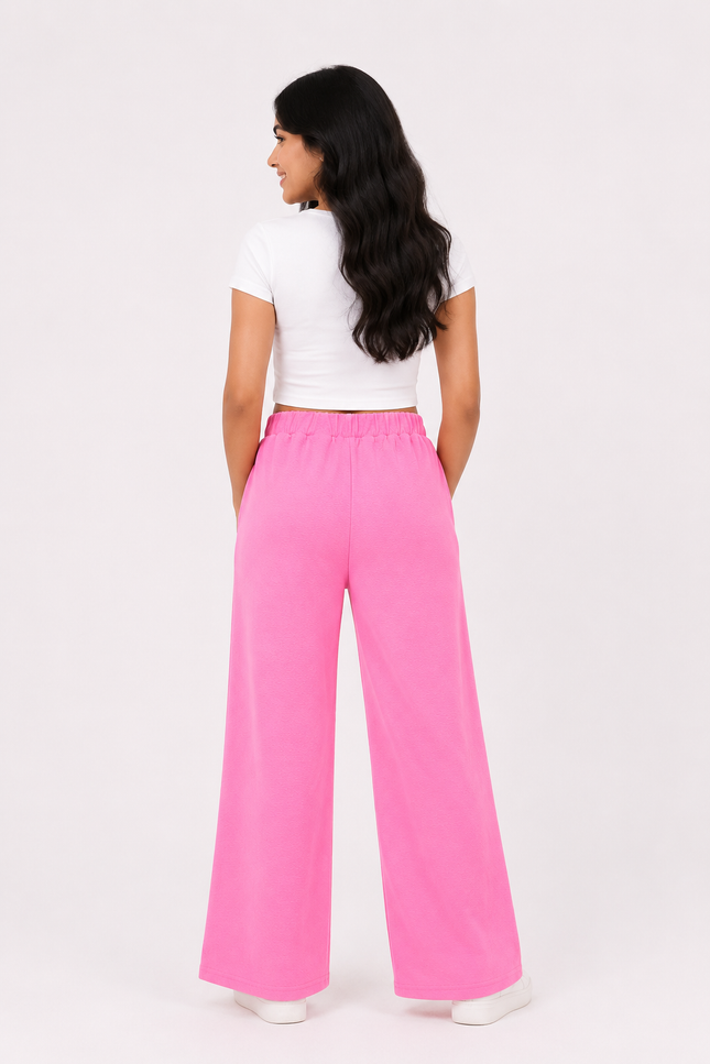 Textured Wide-Leg Drawstring Pants