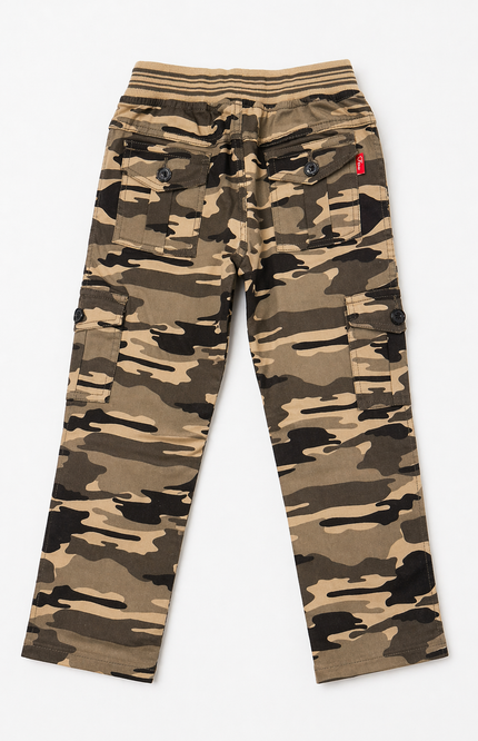 Classic Camo Cargo Trousers with Elastic Waist