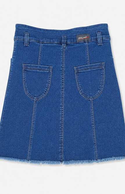 Blue Denim Panelled Mini Skirt
