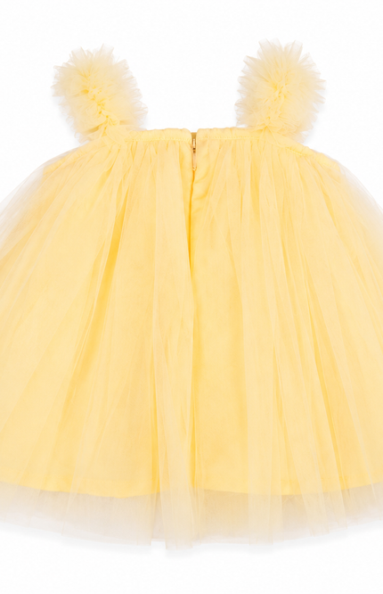 Party Dress with Floral Pom-Pom Straps
