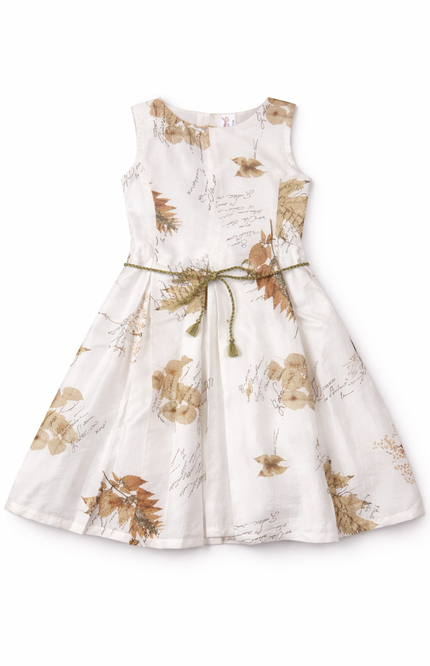 Gemini said Girls' Floral Print A-Line Dress with Lime Green Crepe Bolero
