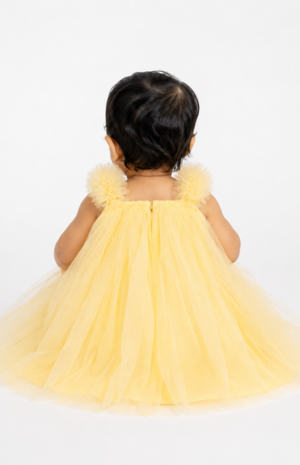 Party Dress with Floral Pom-Pom Straps