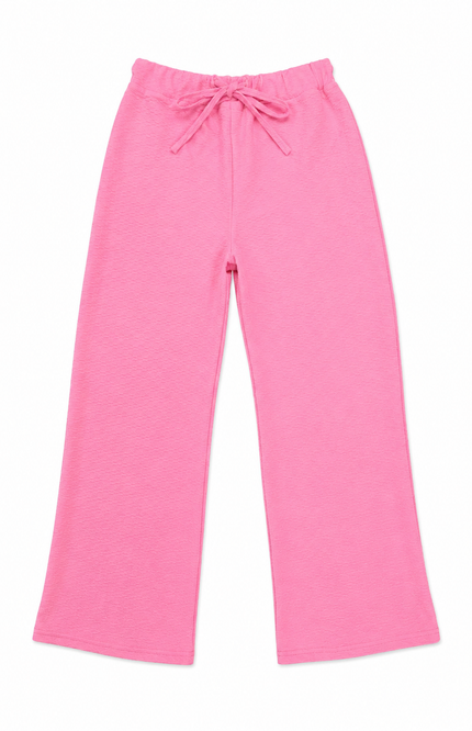 Textured Wide-Leg Drawstring Pants