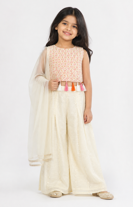 Embroidered cream Co-ord Set with Dupatta
