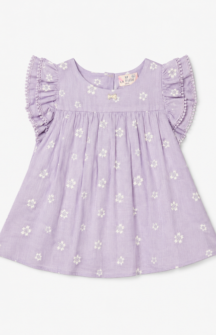 Girls Floral Print Flutter Sleeve Top