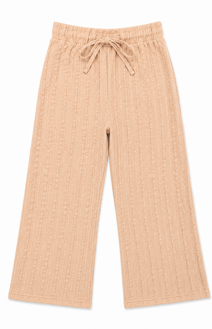 Textured Wide-Leg Drawstring Pants