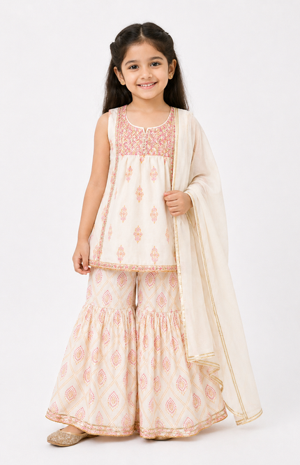 Classic Cream Festive Sharara Set