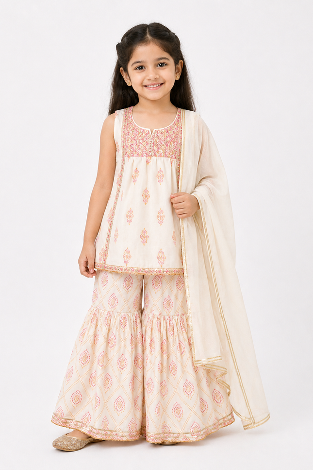 Classic Cream Festive Sharara Set