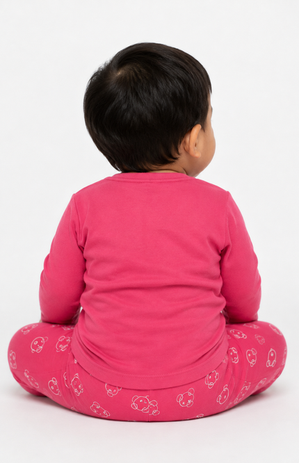 Bear Print Full Sleeve Night Suit Set