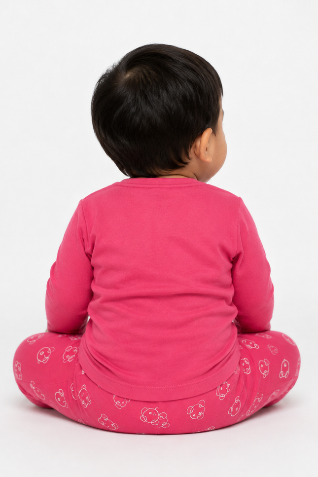 Bear Print Full Sleeve Night Suit Set