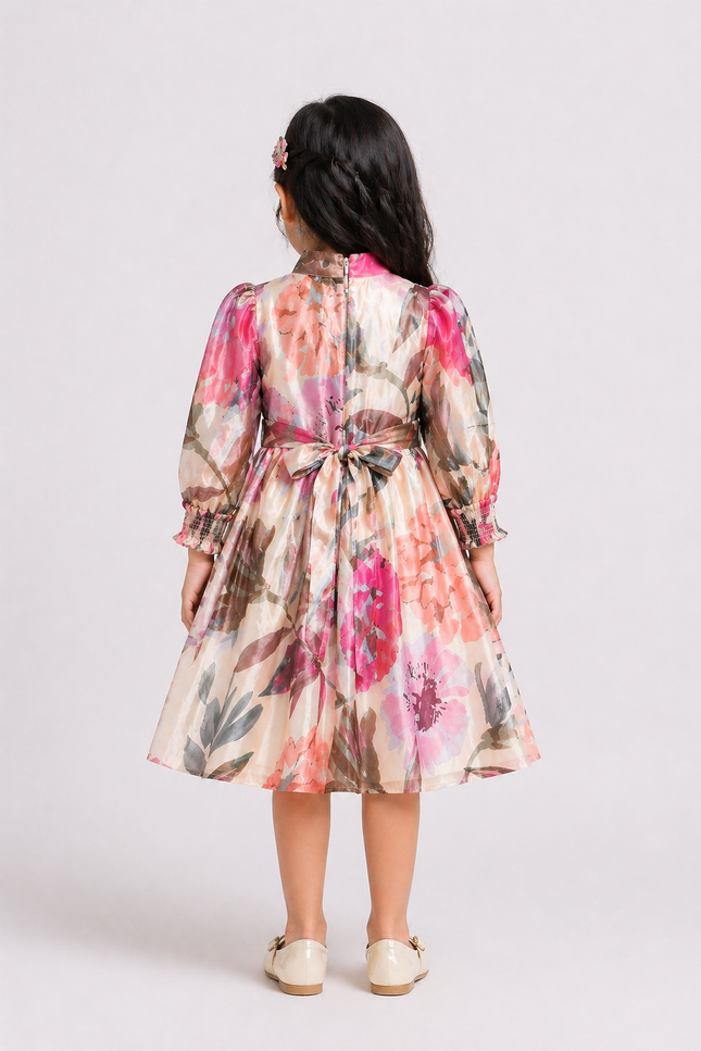 Blush Meadow Bow-Tie Kids Dress