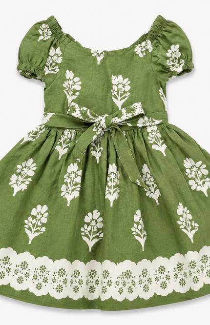 Olive Green Floral Print Fit & Flare Dress