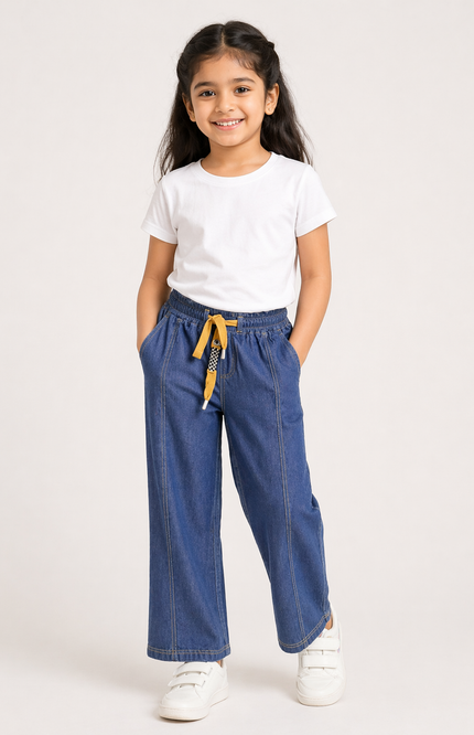 Girl wide-leg denim pants
