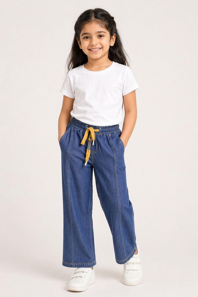 Girl wide-leg denim pants