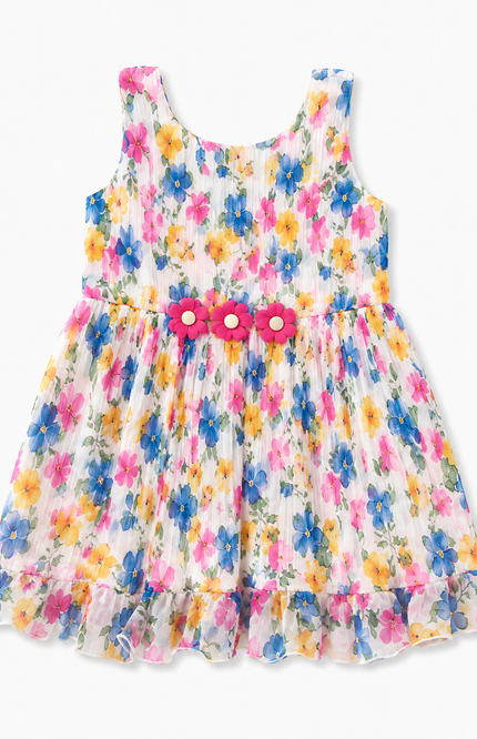 Floral Pleated Party Dress for Girls