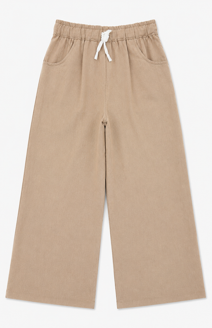 Beige Comfort Wide-Leg Kids Trousers
