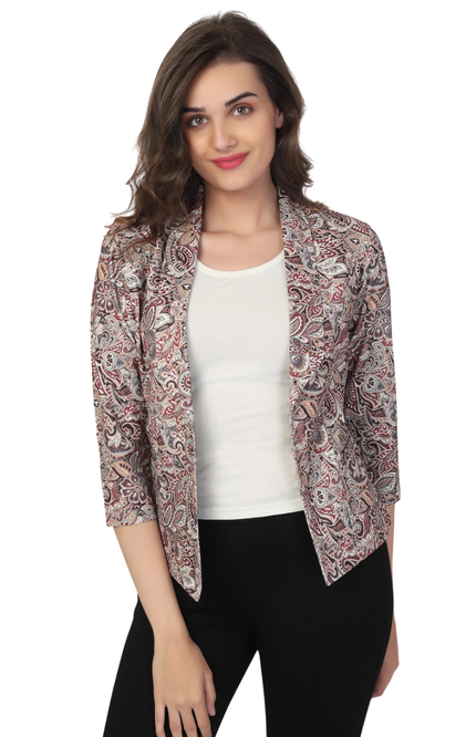 Girl's Paisley Print Open-Front Shrug with Inner Tee