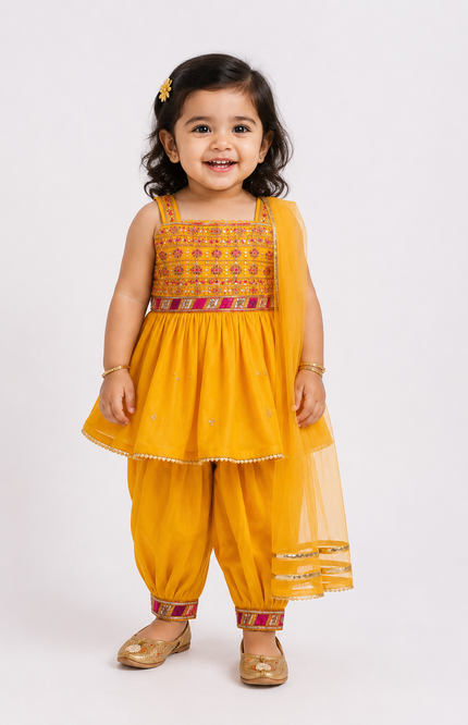 Festive Kids Co-Ord Set with Dhoti Pants & Dupatta