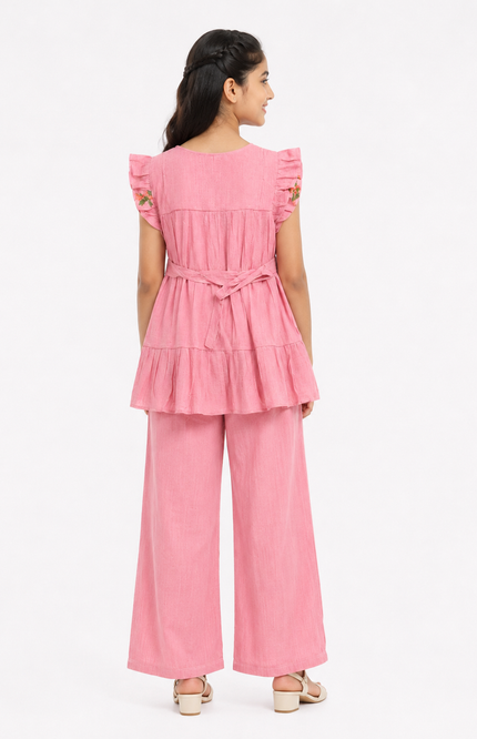 Pink Ruffle-Tiered Girls’ Co-Ord Set