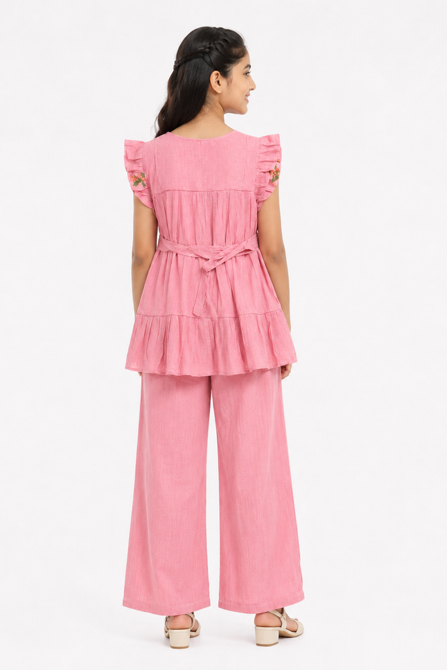 Pink Ruffle-Tiered Girls’ Co-Ord Set