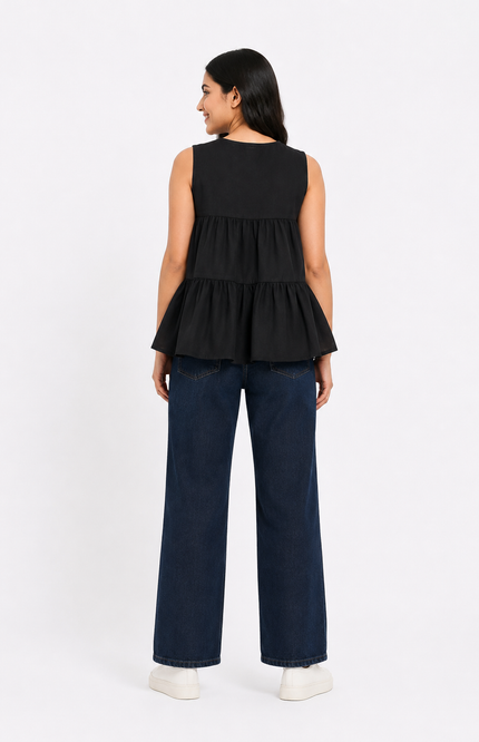 Embroidered Tiered girls top