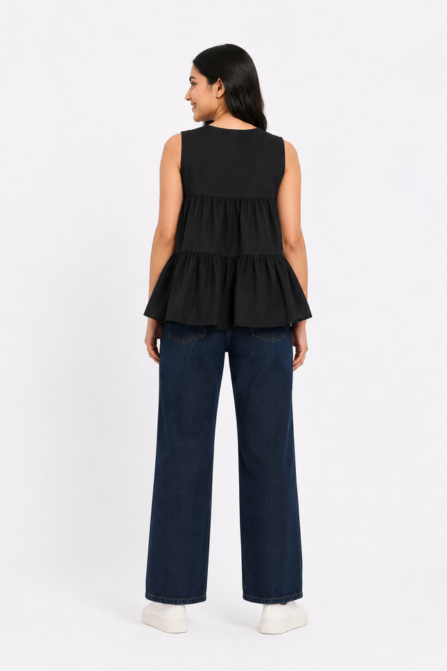 Embroidered Tiered girls top