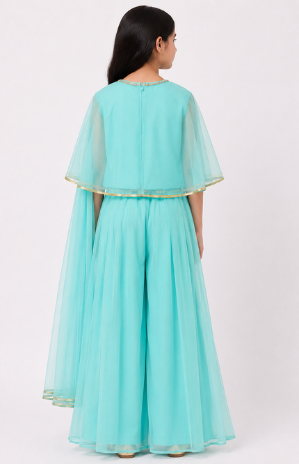 Cape Style Palazzo Set with Dupatta for Girls
