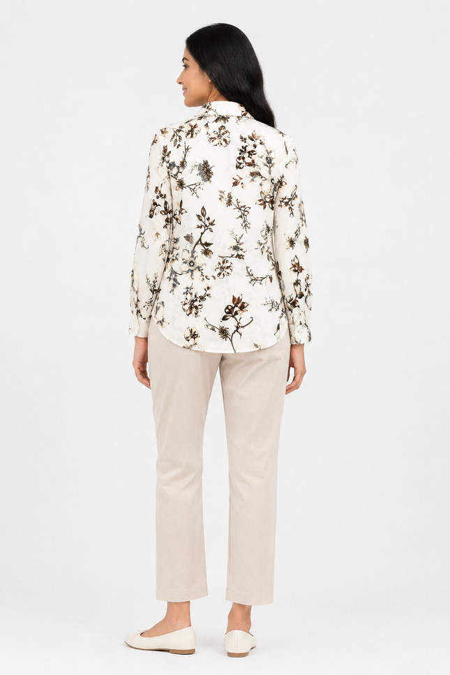 Floral Print Full-Sleeve Girls’ Shirt