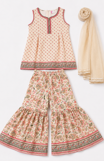 Floral Printed Sharara Set with Dupatta for Girls