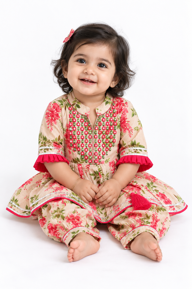 Girls Floral Printed Kurta Set