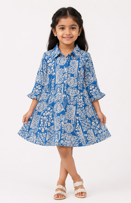 Print Collared Kids Dress