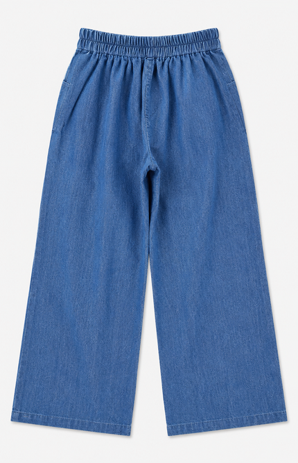 Classic Blue Denim Wide-Leg Pants