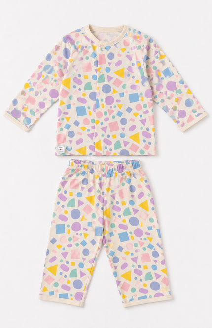 Geometric Print Kids’ Night Suit Set
