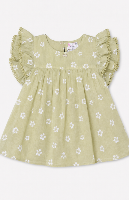 Girls Floral Print Flutter Sleeve Top