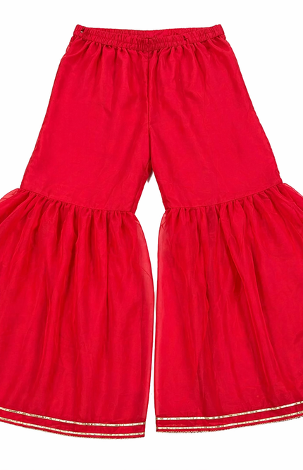 Girls Festive Rani Kurti Palazzo Set with Dupatta