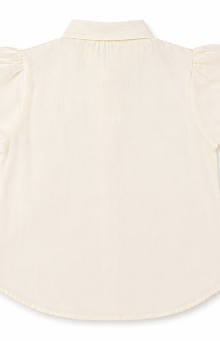 Floral Embroidered Puff-Sleeve Shirt