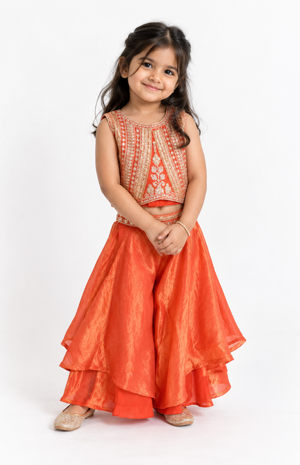 Girls’ Orange Palazzo Set