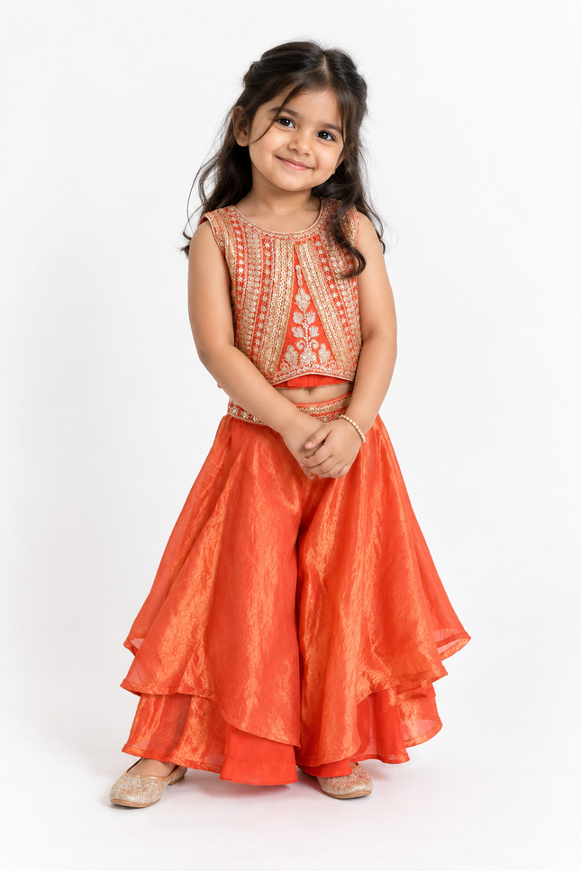 Girls’ Orange Palazzo Set