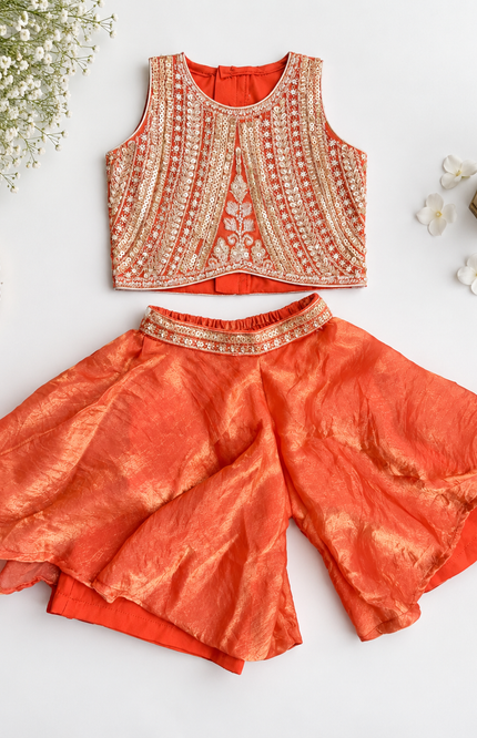 Girls’ Orange Palazzo Set