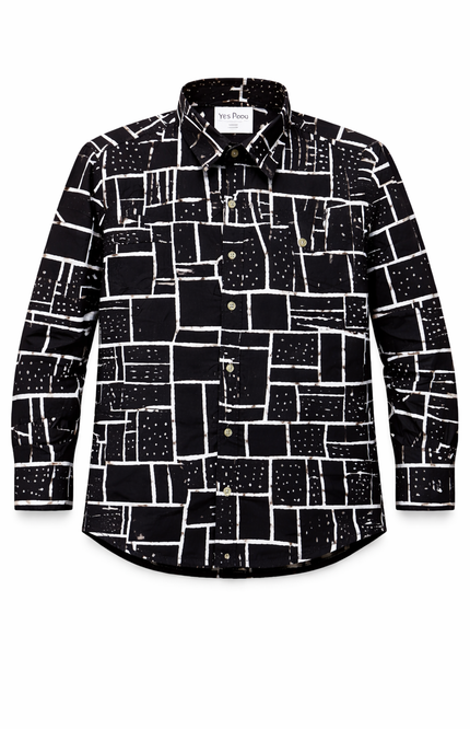 Kids' Designer Monochrome Full-Sleeve Shirt – Premium Abstract Pattern Streetwear