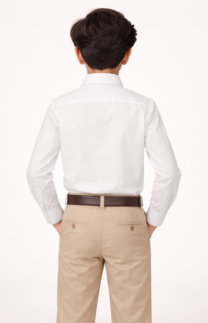 Kids' Premium Formal White Button-Down – Signature Designer Cotton Shirt