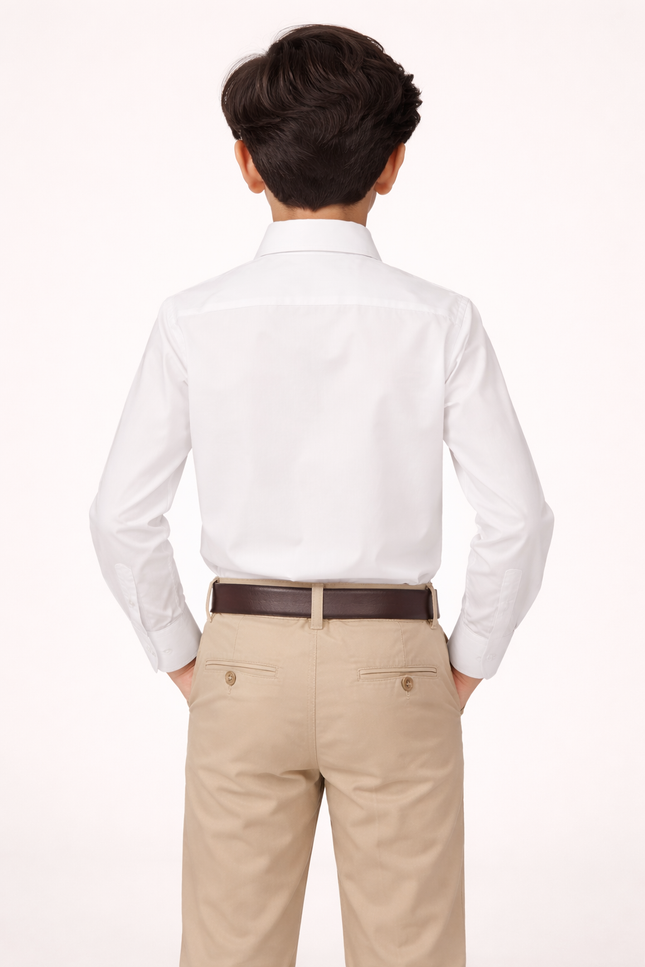 Kids' Premium Formal White Button-Down – Signature Designer Cotton Shirt