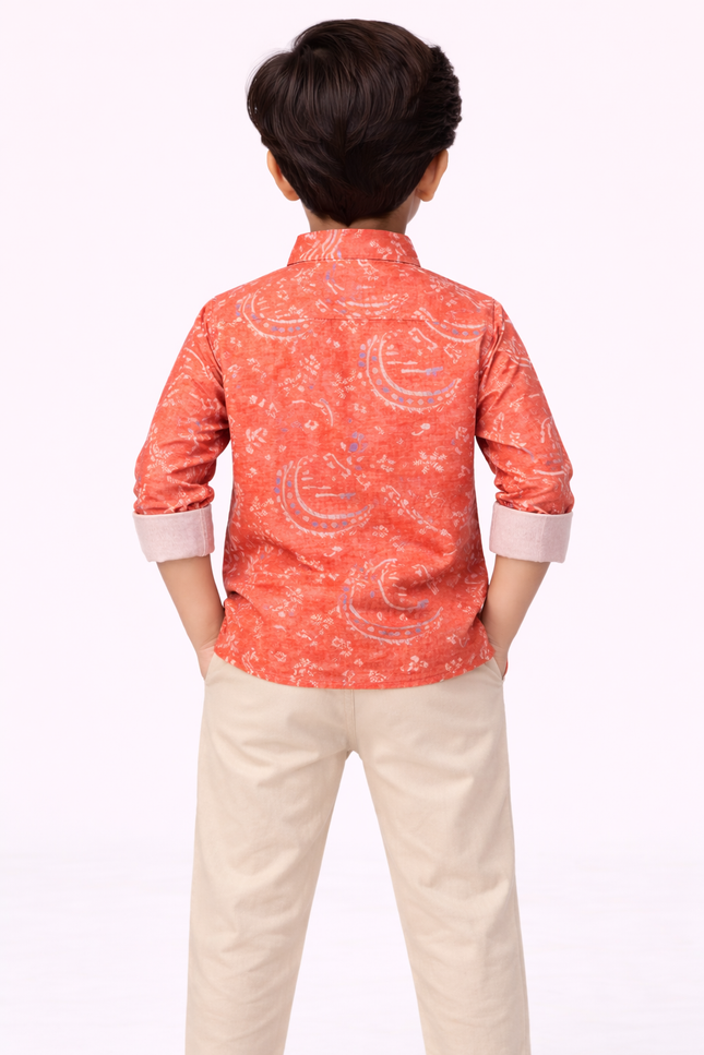 Kids' Premium Cotton Folk-Art Kurta – Designer Ethnic Wear for Pre-Teens
