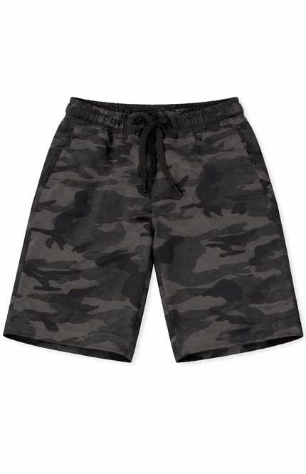 Kids' Military Print Cargo-Style Shorts – Premium Grey & Olive Camo Summer Bottoms