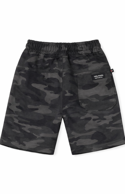 Kids' Military Print Cargo-Style Shorts – Premium Grey & Olive Camo Summer Bottoms